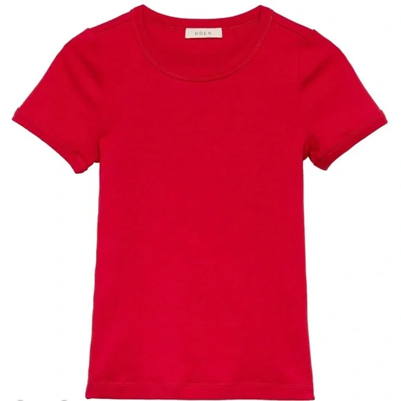 🍒Doen🍒Vivi Cotton Tee in Scarlett Size Small - Picture 4 of 11
